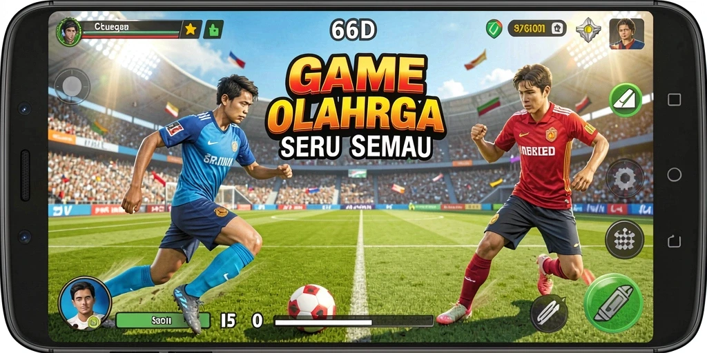 Tampilan gameplay seru dari 66D saat berkompetisi di arena olahraga.