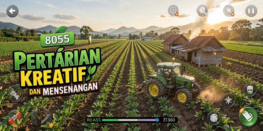 Screenshot gameplay 8055 menunjukkan aktivitas bertani yang seru dan interaktif.