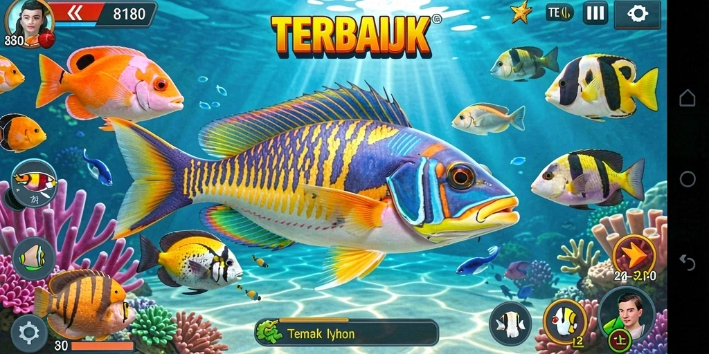 Tampilan gameplay <strong>8180</strong> dengan aksi tembak ikan yang seru.