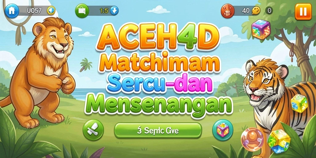 Tangkapan layar ACEH4D menunjukkan gameplay Match-3 yang seru dan penuh warna.