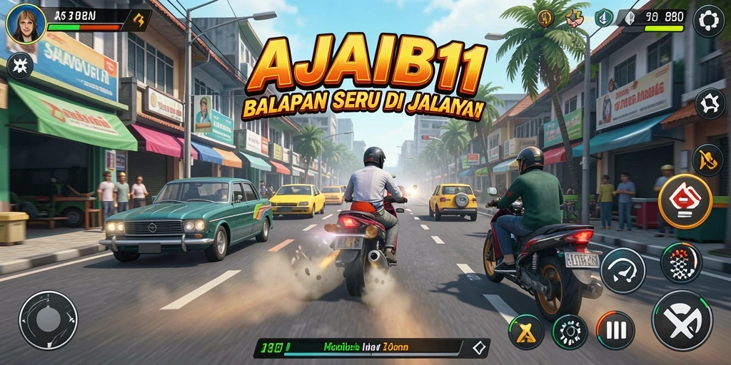 Screenshot utama menampilkan gameplay balapan yang mendebarkan.