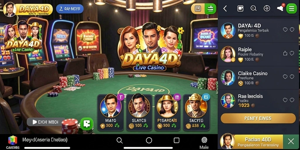 Tampilan utama DAYA4D menampilkan dealer langsung yang ramah dalam suasana kasino.