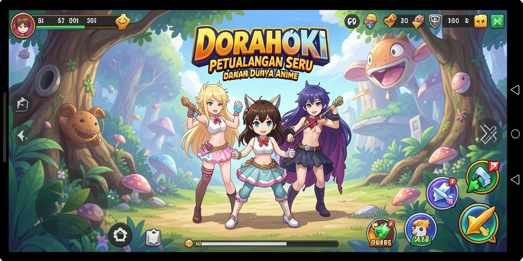 Gameplay menarik DORAHOKI dengan karakter anime yang memukau.