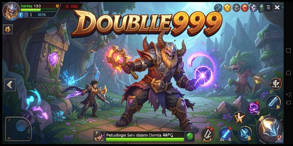 Screenshot menunjukkan aksi seru dalam permainan ARPG DOUBLE999.
