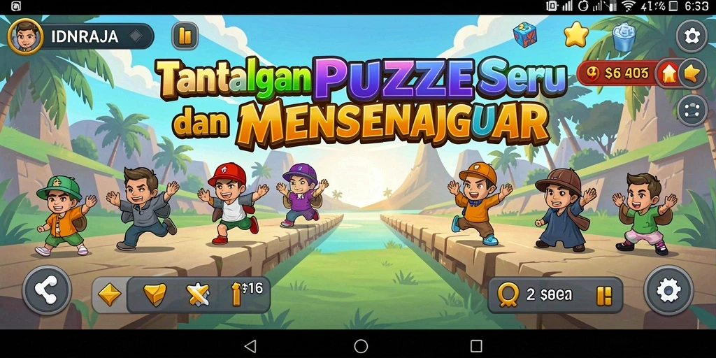 Tampilan screenshot IDNRAJA menunjukkan gameplay puzzle yang menarik.