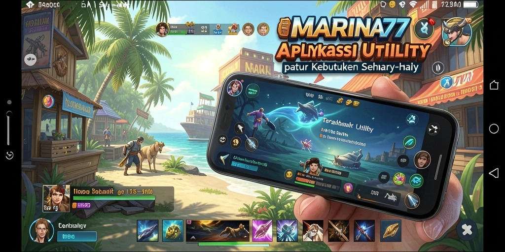 Tampilan utama aplikasi MARINA77 yang menampilkan fitur Utility yang intuitif.
