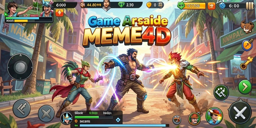 Screenshot gameplay seru dari MEME4D yang menampilkan aksi Arcade.