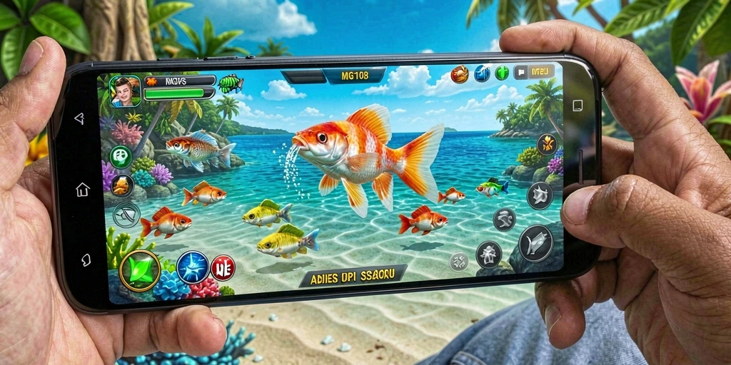 Tampilan gameplay seru Tembak Ikan MG108 dengan grafis menarik.