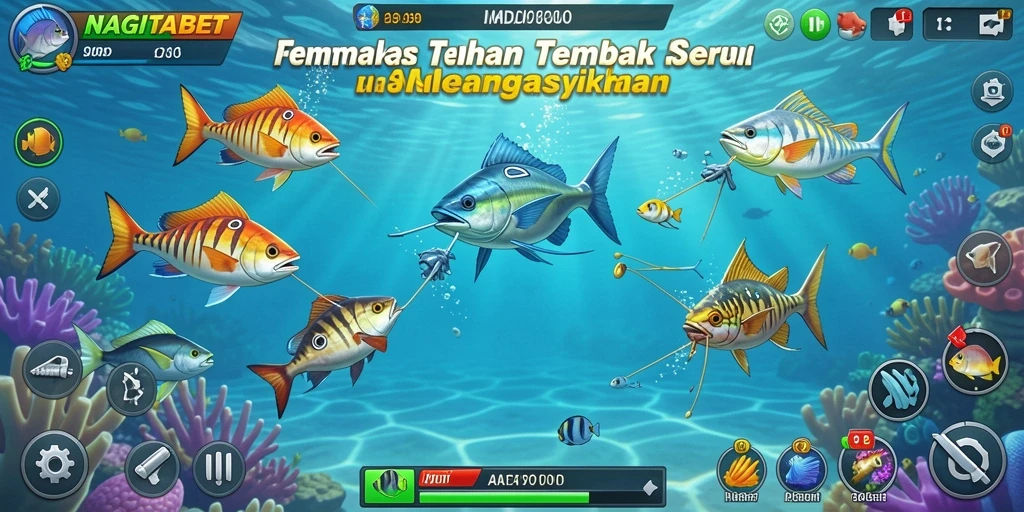 Tampilan gameplay NAGITABET dengan aksi menembak ikan yang seru.