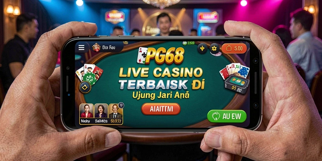 Tampilan gameplay PGG68 dengan dealer langsung dan suasana kasino yang mendebarkan.