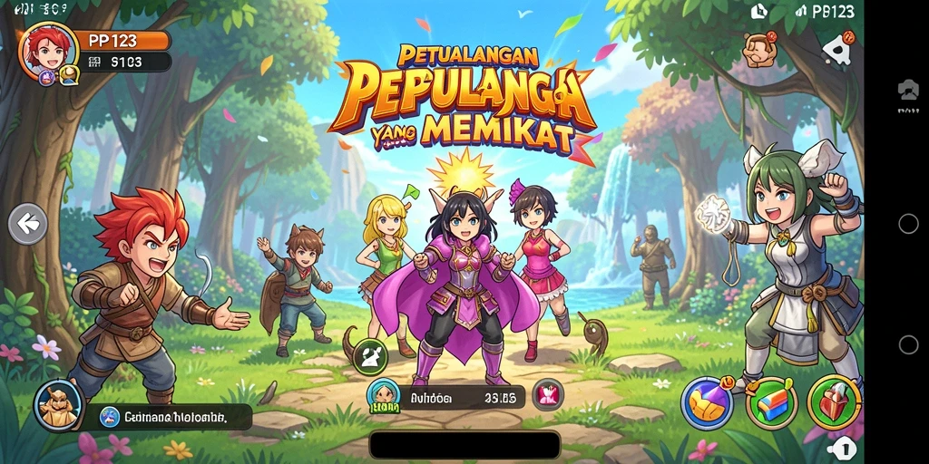 Tampilan gameplay PP123 yang seru dengan karakter Anime yang menarik.