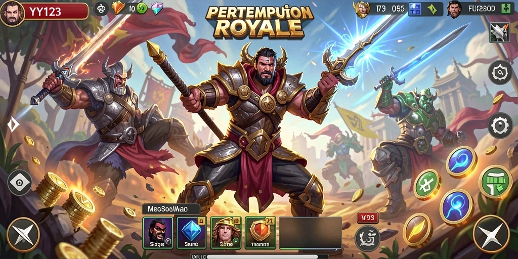 Tangkapan layar menunjukkan aksi intens di dalam permainan Battle Royale YY123.